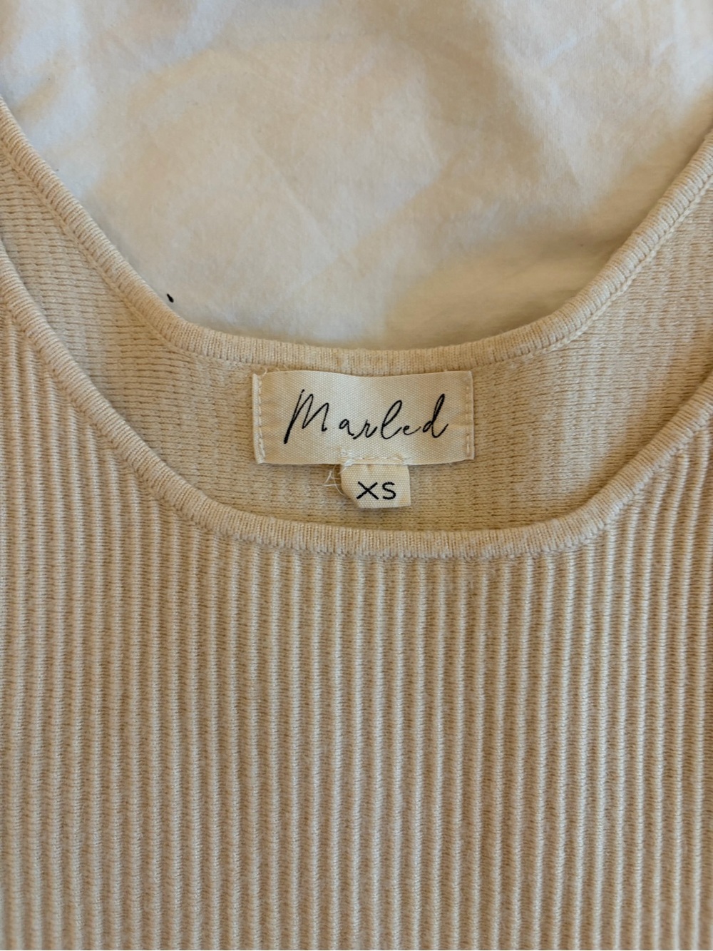 Marled Ribbed Tank Top in Cream - Picture 2 of 3